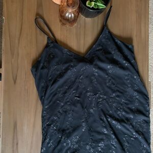 Black Floral Glittery Slip Dress fully lined